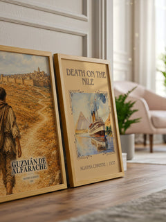 Guzmán de Alfarache watercolour print framed by window – literary home decor