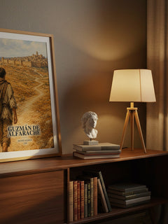 Guzmán de Alfarache watercolour print on bookshelf – Mateo Alemán fan gift