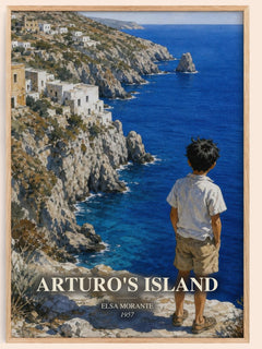 Arturo's Island watercolour book poster by Elsa Morante – framed literary art print