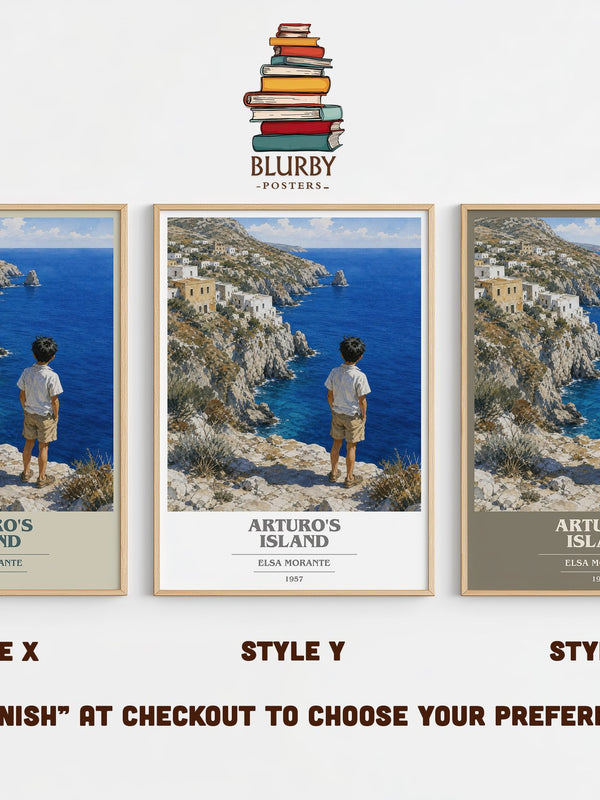 Arturo's Island book cover print in frame leaning in hallway – coming of age wall art