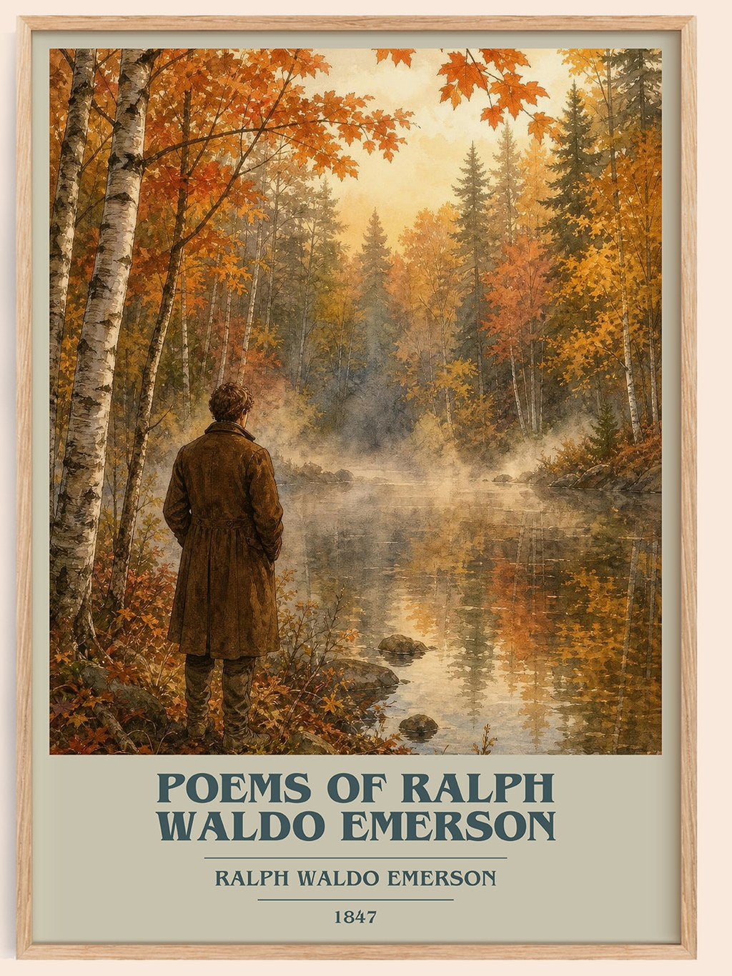 Poems Of Ralph Waldo Emerson book cover book poster by Ralph Waldo Emerson – framed literary art print