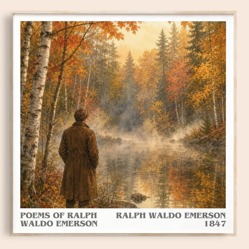 Poems Of Ralph Waldo Emerson literary book poster by Ralph Waldo Emerson – framed literary art print