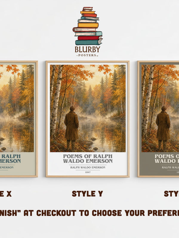 Poems Of Ralph Waldo Emerson book cover print in frame leaning in hallway – poetry wall art