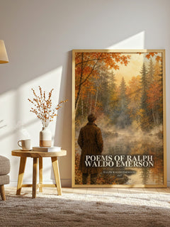 Poems Of Ralph Waldo Emerson watercolour print in frame leaning in hallway – poetry wall art