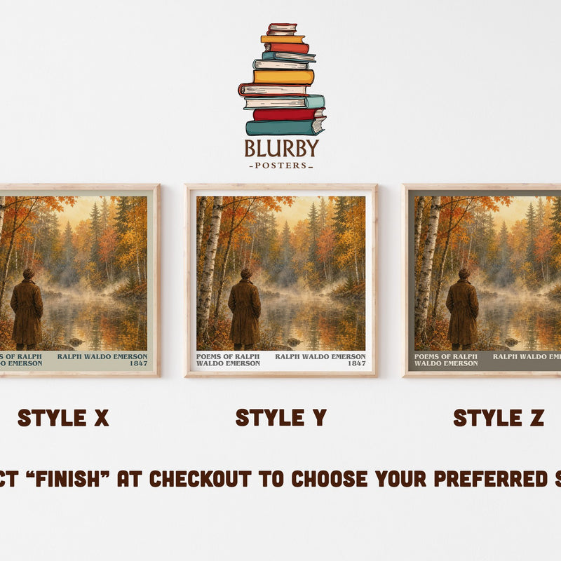 Poems Of Ralph Waldo Emerson literary print in frame leaning in hallway – poetry wall art
