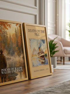 Poems Of Ralph Waldo Emerson watercolour print framed by window – literary home decor