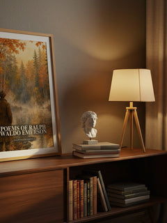 Poems Of Ralph Waldo Emerson watercolour print on bookshelf – Ralph Waldo Emerson fan gift