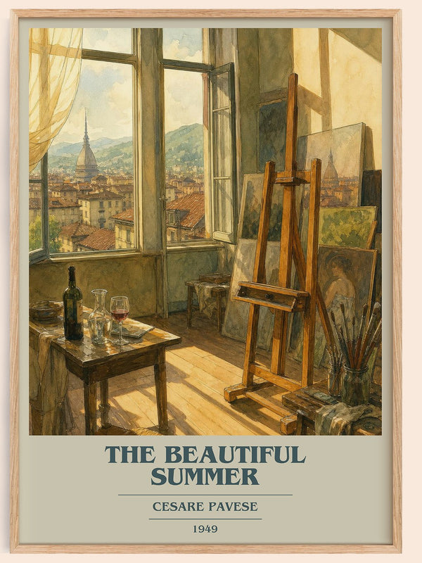 The Beautiful Summer book cover book poster by Cesare Pavese – framed literary art print
