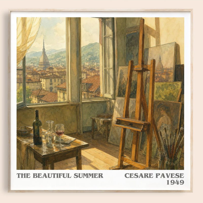 The Beautiful Summer literary book poster by Cesare Pavese – framed literary art print