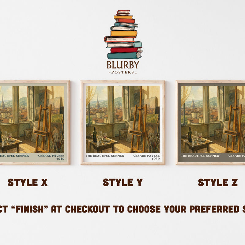 The Beautiful Summer literary print in frame leaning in hallway – literary fiction wall art