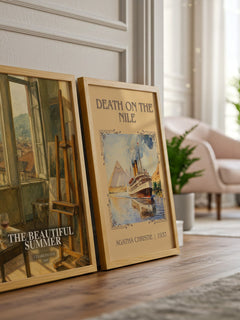 The Beautiful Summer watercolour print framed by window – literary home decor