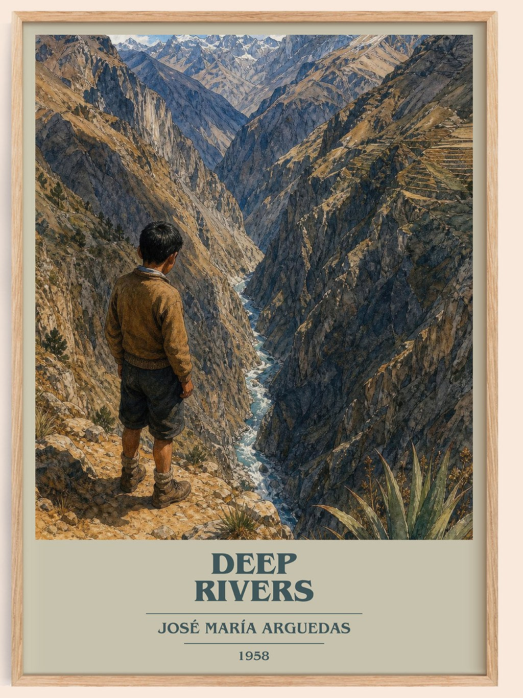 Deep Rivers book cover book poster by José María Arguedas – framed literary art print