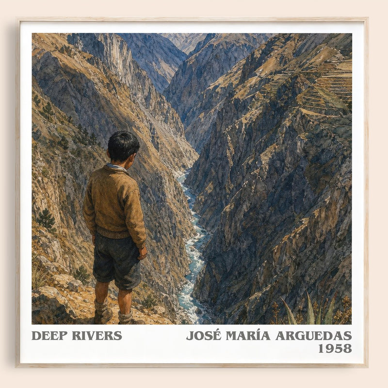 Deep Rivers literary book poster by José María Arguedas – framed literary art print