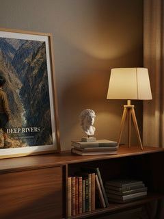 Deep Rivers watercolour print on bookshelf – José María Arguedas fan gift