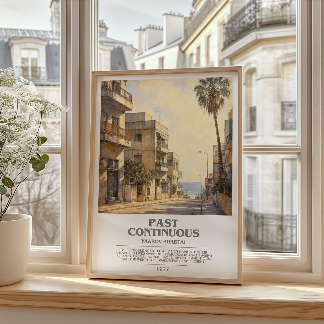 Past Continuous Bookish Wall Art by Yaakov Shabtai – framed print by a bright window