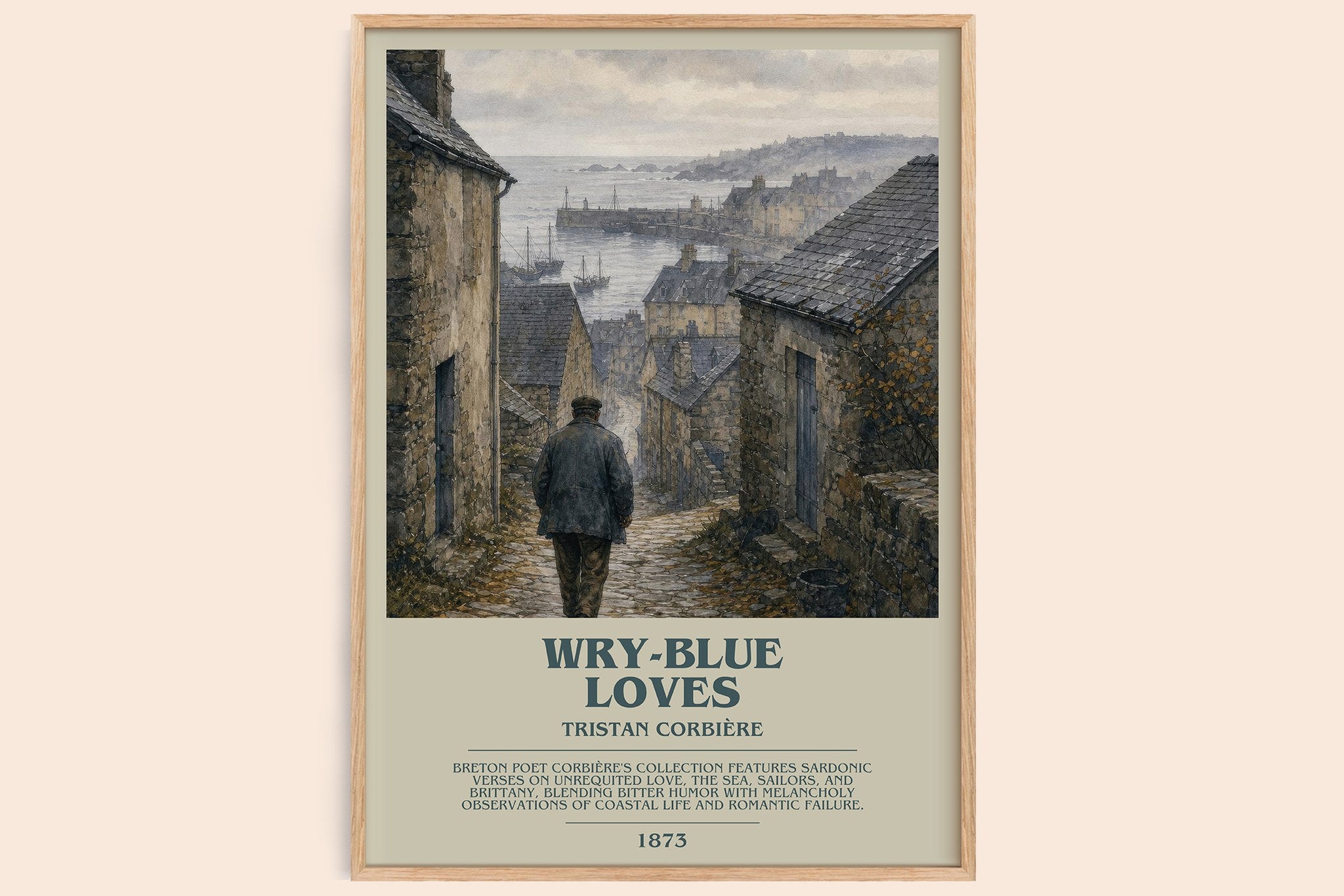 Wry-Blue Loves Bookish Wall Art by Tristan Corbière