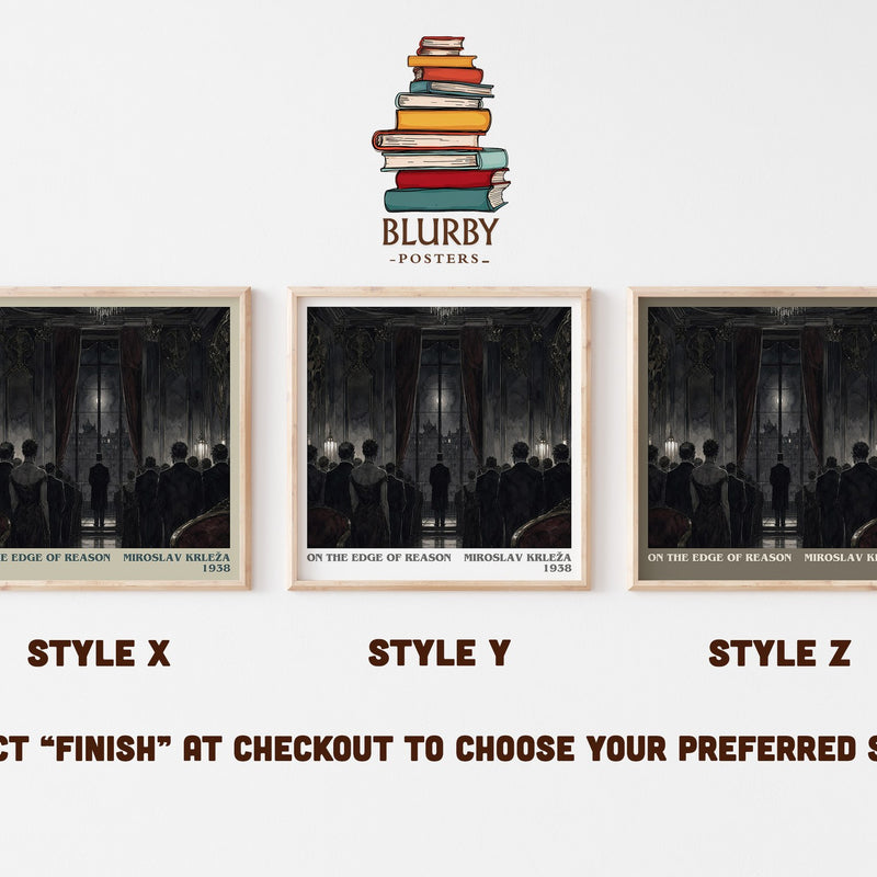 On the Edge of Reason literary print in frame leaning in hallway – literary fiction wall art