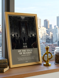 On the Edge of Reason Bookish Wall Art by Miroslav Krleža – framed print on a city-view windowsill