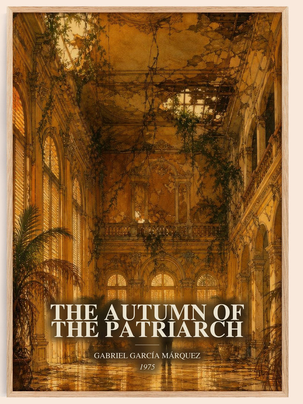 The Autumn of the Patriarch watercolour book poster by Gabriel García Márquez – framed literary art print