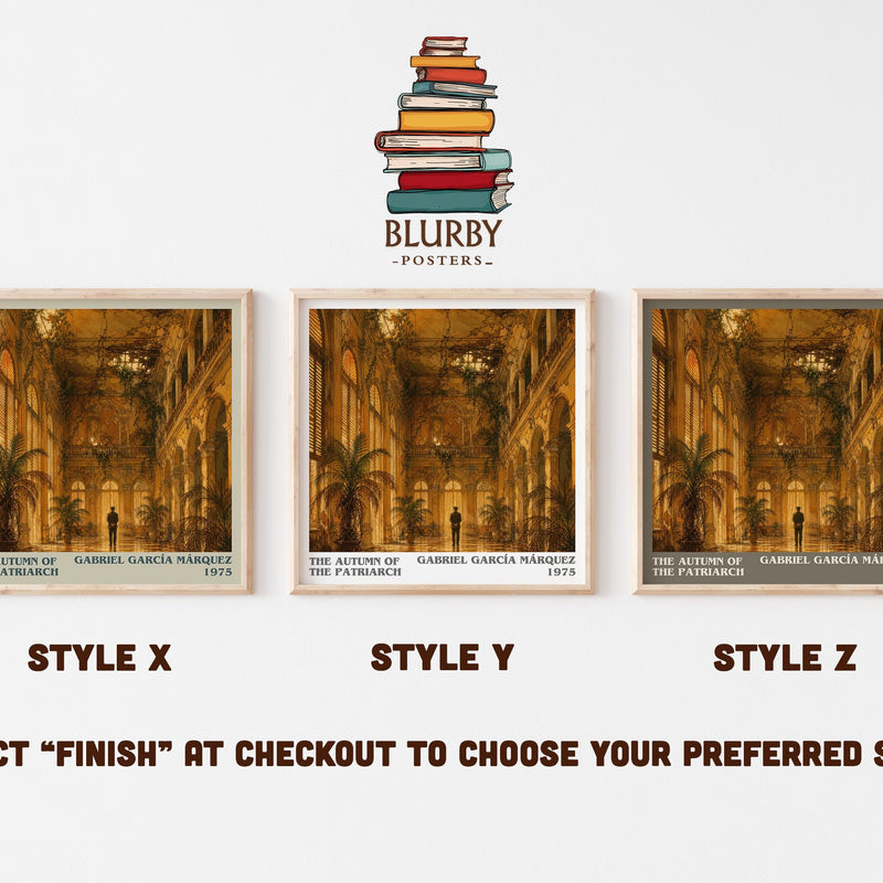 The Autumn of the Patriarch literary print in frame leaning in hallway – literary fiction wall art