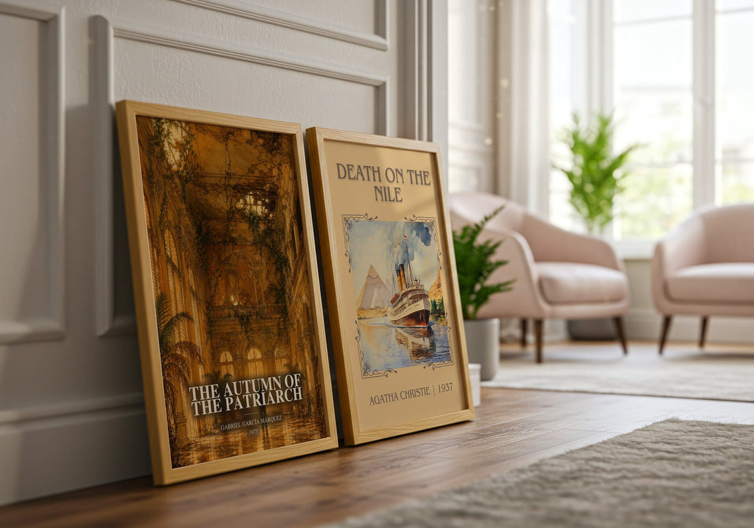 The Autumn of the Patriarch watercolour print framed by window – literary home decor