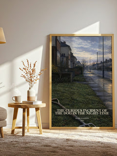 The Curious Incident of the Dog in the Night-time watercolour print in frame leaning in hallway – contemporary fiction wall