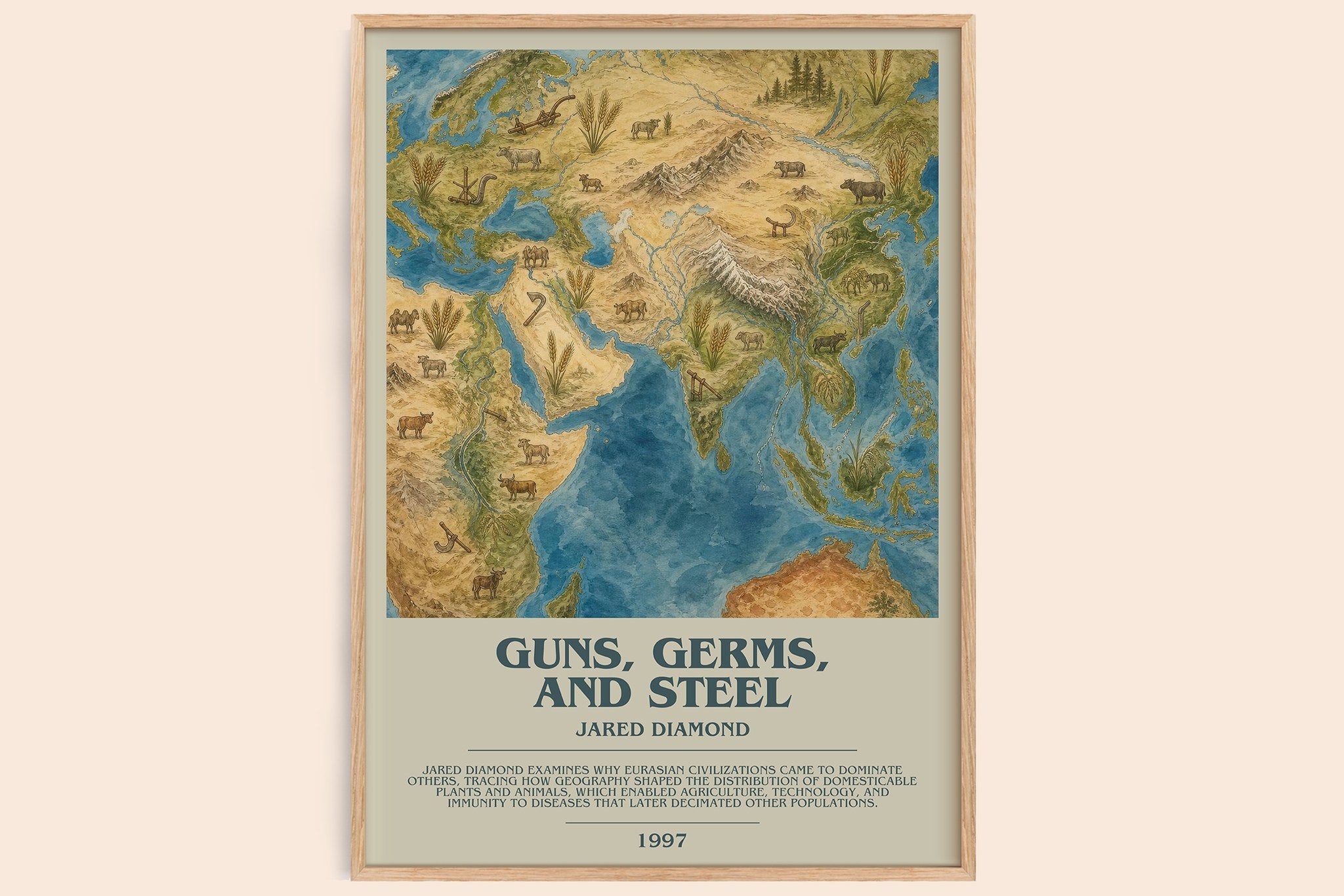 Guns, Germs, and Steel Bookish Wall Art by Jared Diamond