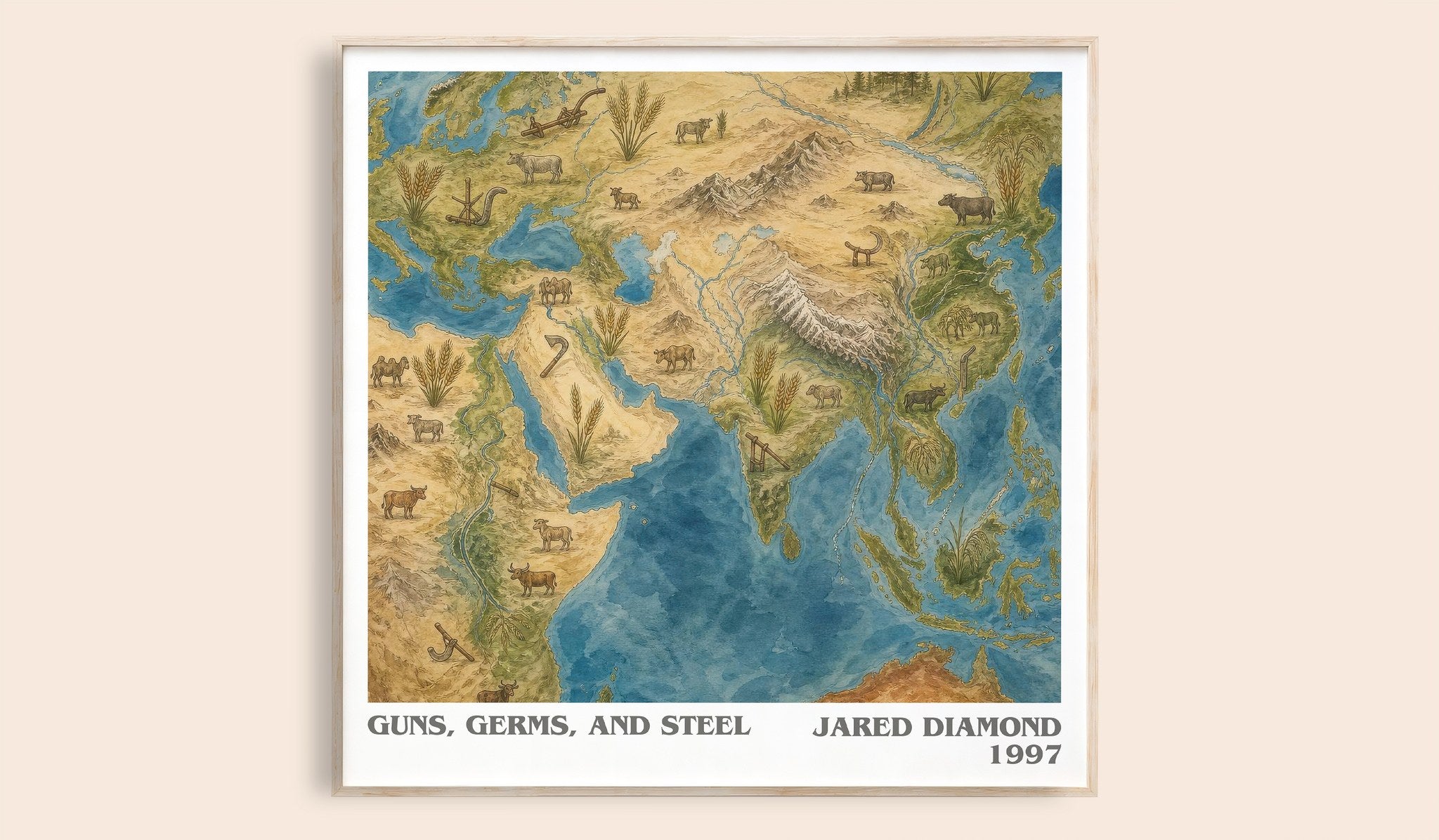 Guns, Germs, and Steel Literary Art Print by Jared Diamond