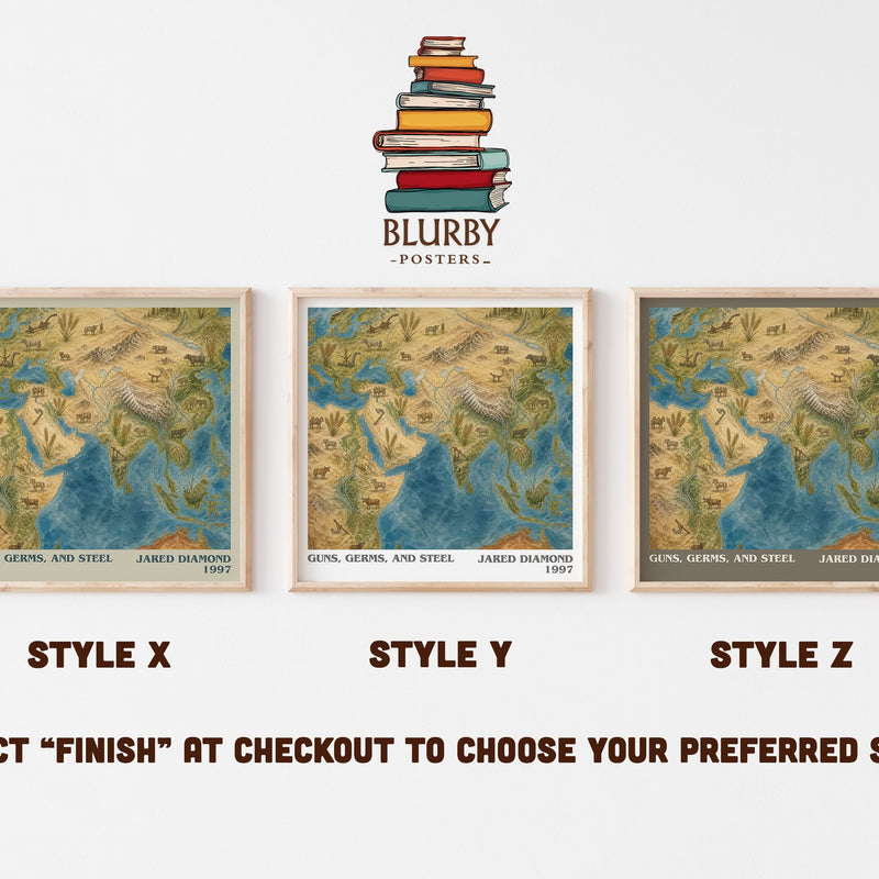 Guns, Germs, and Steel literary print in frame leaning in hallway – non fiction wall art