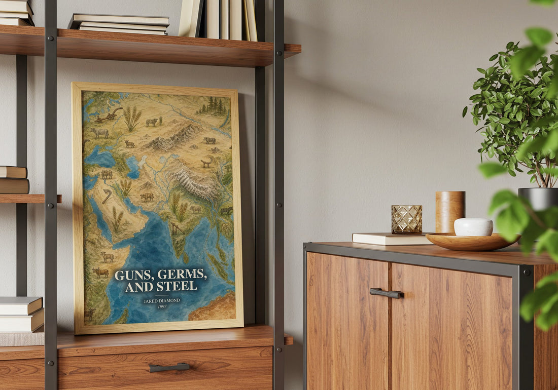 Guns, Germs, and Steel book watercolour illustration paper finish options – matte satin gloss