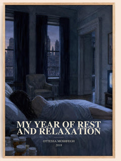 My Year of Rest and Relaxation watercolour book poster by Ottessa Moshfegh – framed literary art print