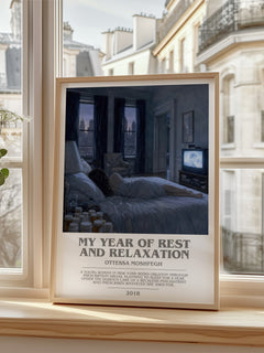 My Year of Rest and Relaxation Bookish Wall Art by Ottessa Moshfegh – framed print by a bright window