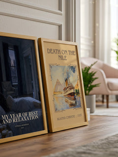 My Year of Rest and Relaxation watercolour print framed by window – literary home decor