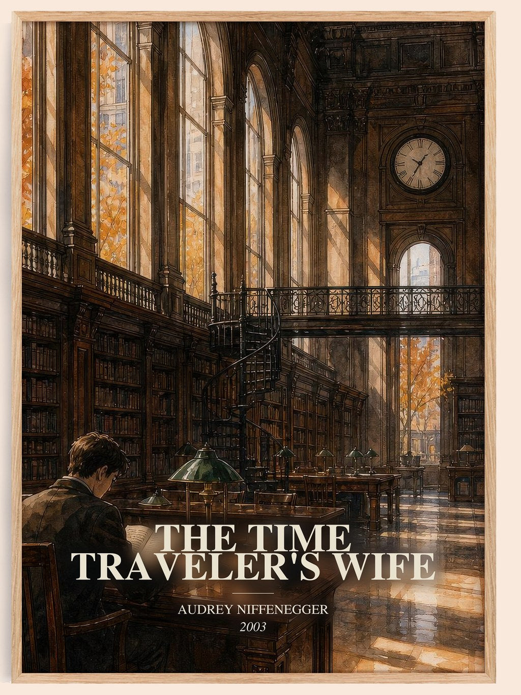 The Time Traveler's Wife watercolour book poster by Audrey Niffenegger – framed literary art print