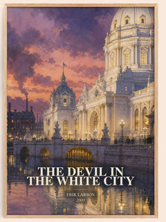 The Devil In The White City watercolour book poster by Erik Larson – framed literary art print