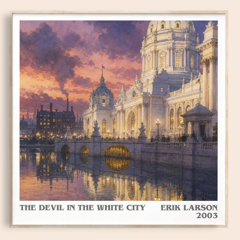 The Devil In The White City literary book poster by Erik Larson – framed literary art print