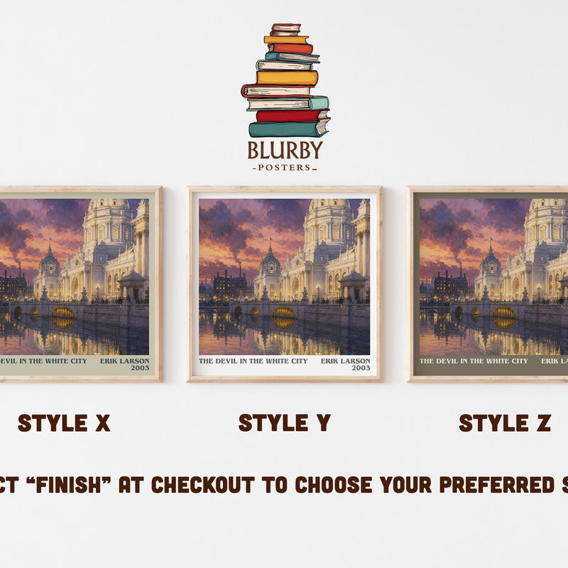 The Devil In The White City literary print in frame leaning in hallway – non fiction wall art