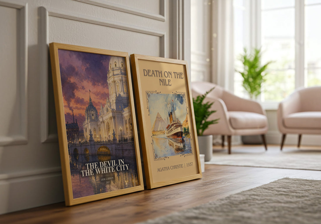 The Devil In The White City watercolour print framed by window – literary home decor
