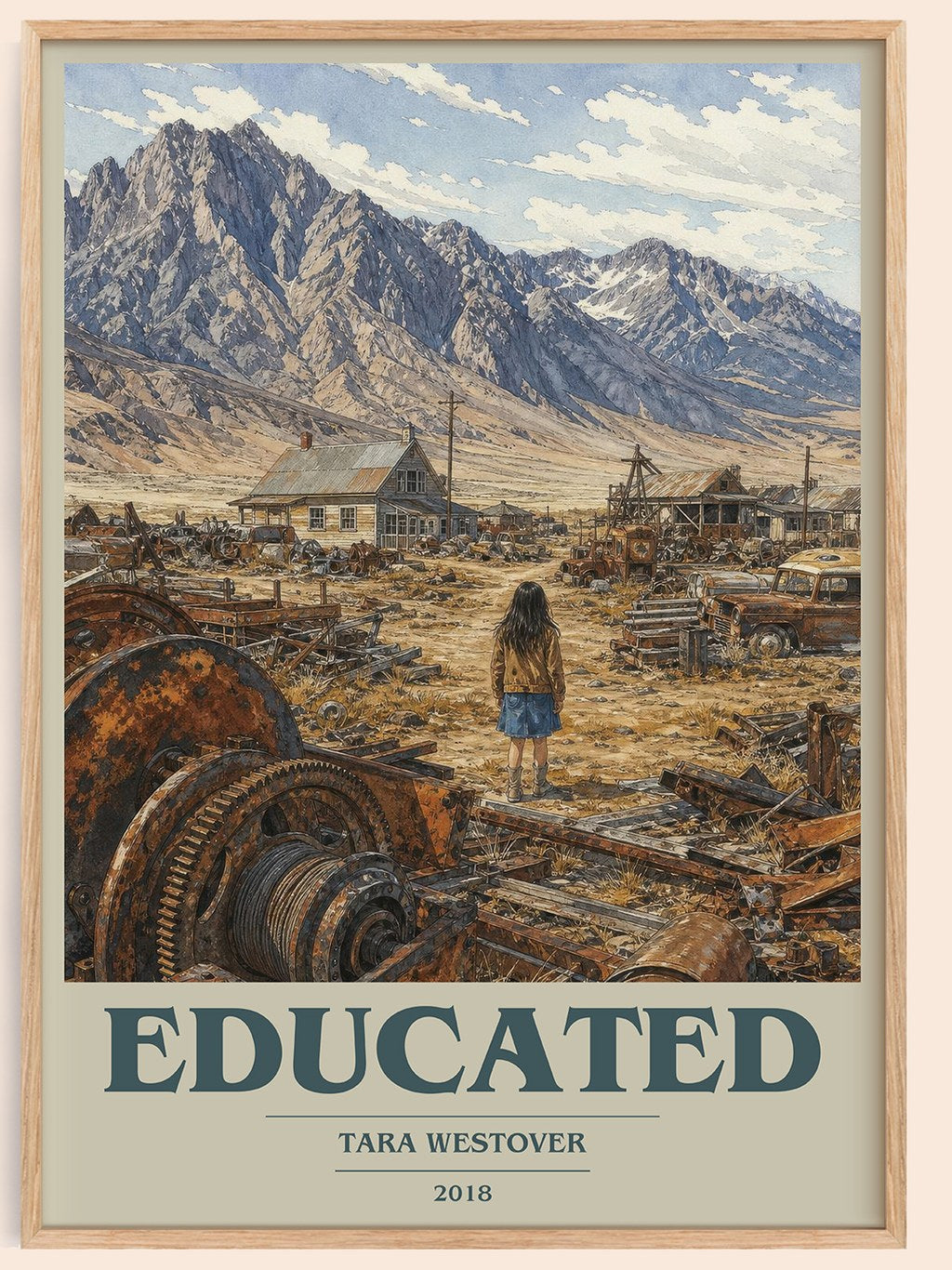 Educated book cover book poster by Tara Westover – framed literary art print