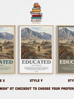 Educated Bookish Wall Art by Tara Westover – Style X, Y and Z side by side – choose your finish
