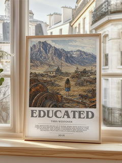 Educated Bookish Wall Art by Tara Westover – framed print by a bright window