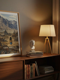 Educated watercolour print on bookshelf – Tara Westover fan gift