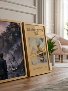 Shogun watercolour print framed by window – literary home decor