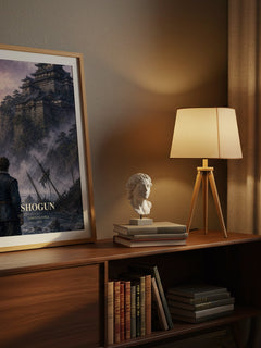 Shogun watercolour print on bookshelf – James Clavell fan gift
