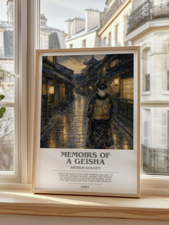 Memoirs of a Geisha Bookish Wall Art by Arthur Golden – framed print by a bright window