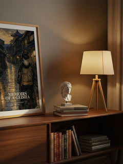 Memoirs of a Geisha watercolour print on bookshelf – Arthur Golden fan gift