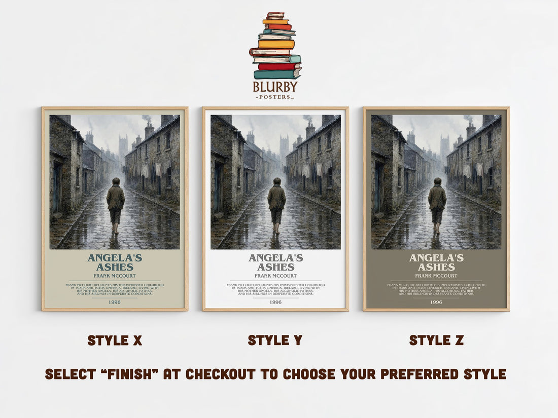 Angela's Ashes Bookish Wall Art by Frank McCourt – Style X, Y and Z side by side – choose your finish