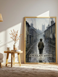 Angela's Ashes watercolour print in frame leaning in hallway – memoir wall art