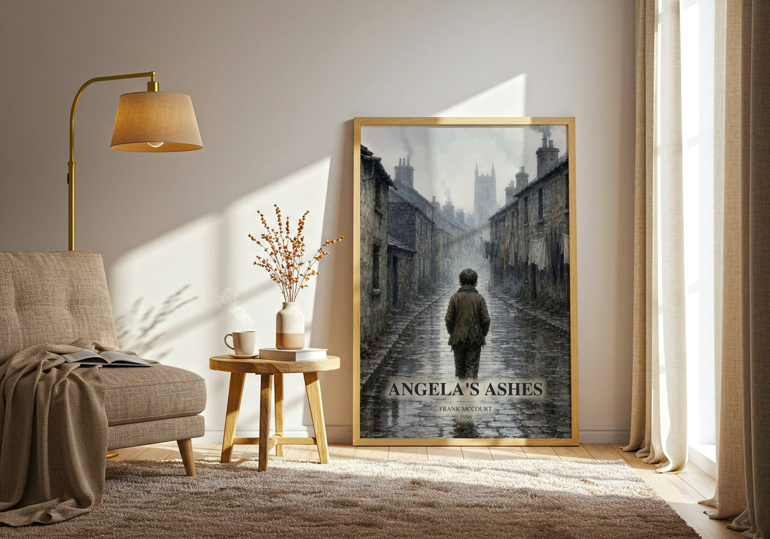 Angela's Ashes watercolour print in frame leaning in hallway – memoir wall art