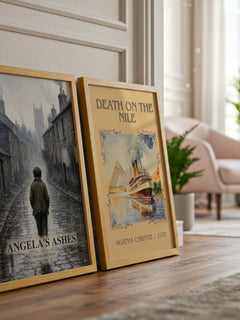 Angela's Ashes watercolour print framed by window – literary home decor